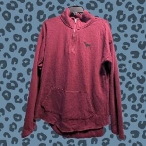 VINTAGE 2014 Victoria’s Secret PINK Quarter-Zip Pullover - Maroon